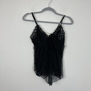 Private Luxuries Black layered Lace Babydoll Lingerie Size Small Vintage